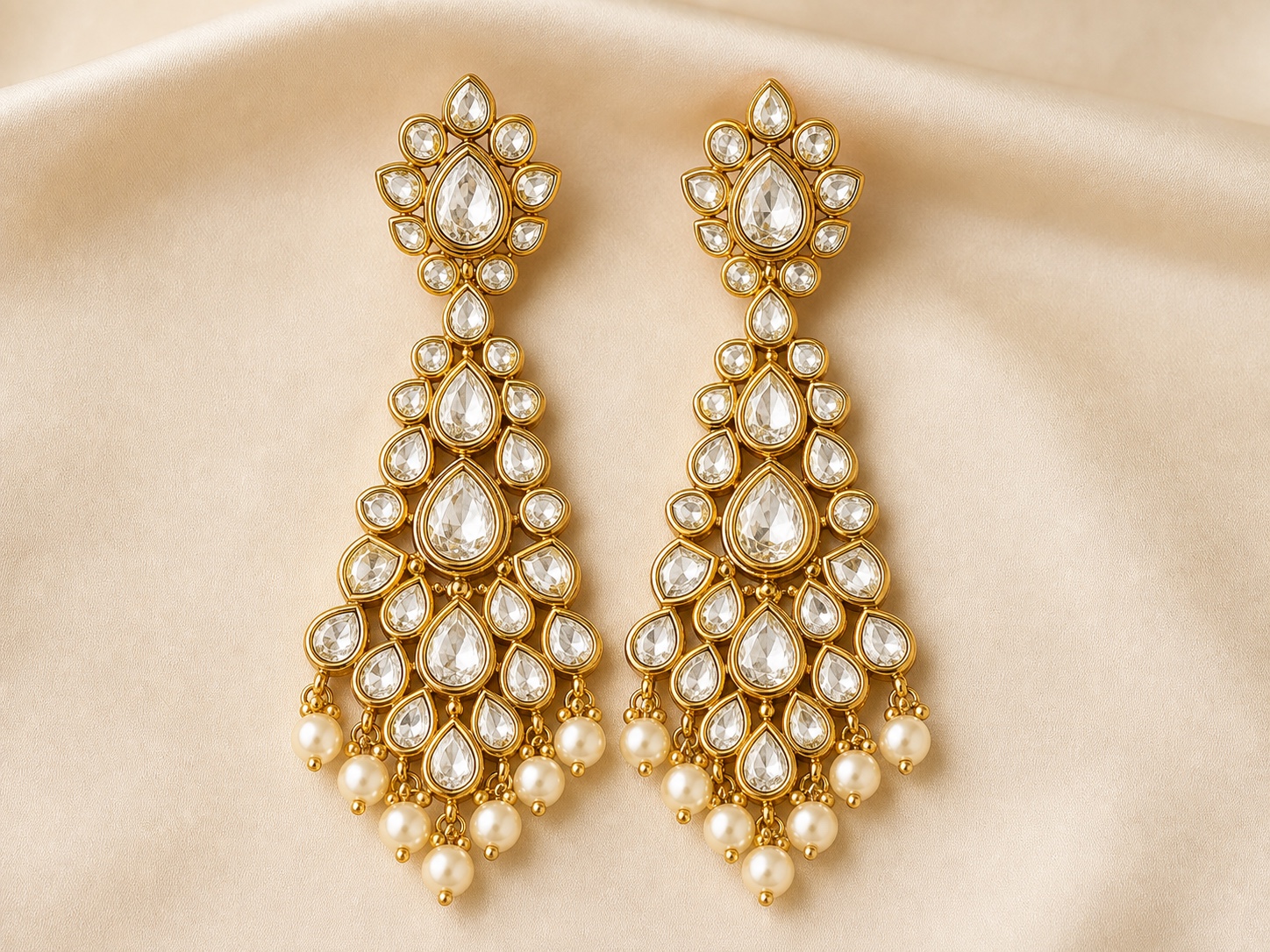 Kundan Teardrop Chandelier Earrings