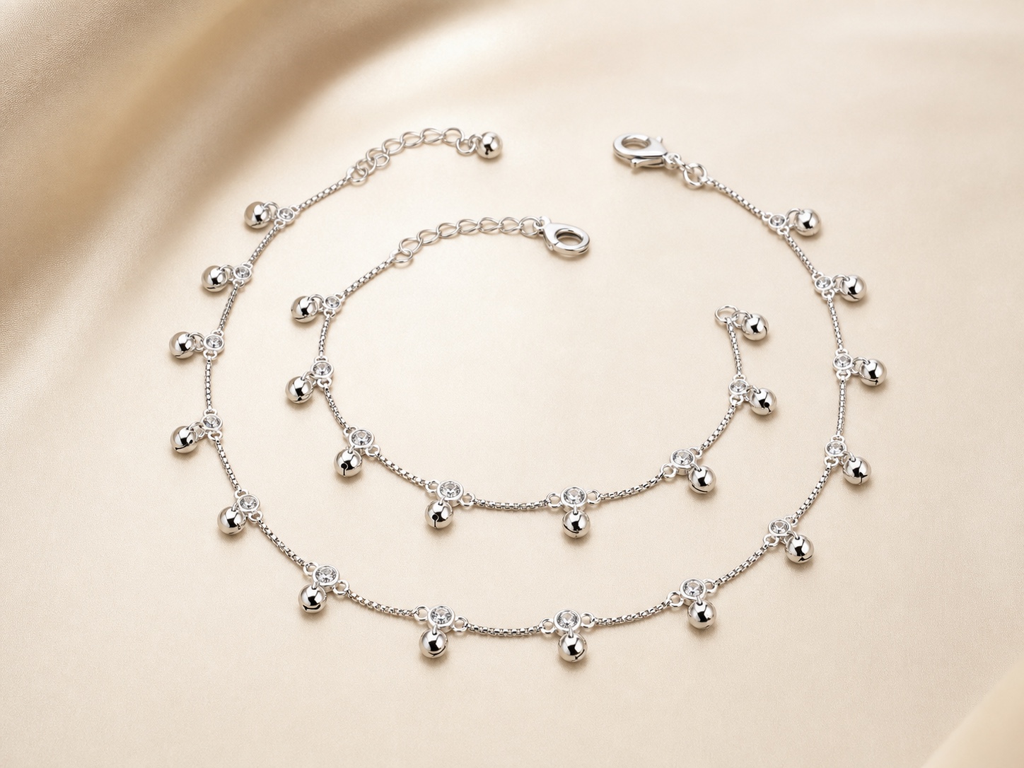 Silver Bell Charm Anklet