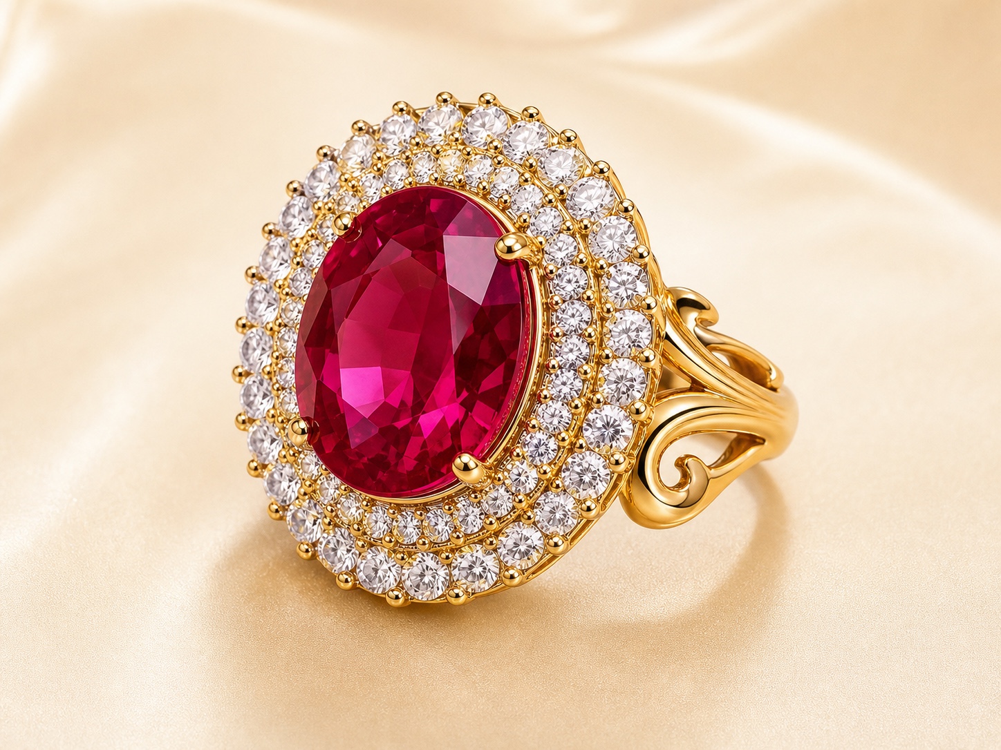 Ruby Halo Statement Ring