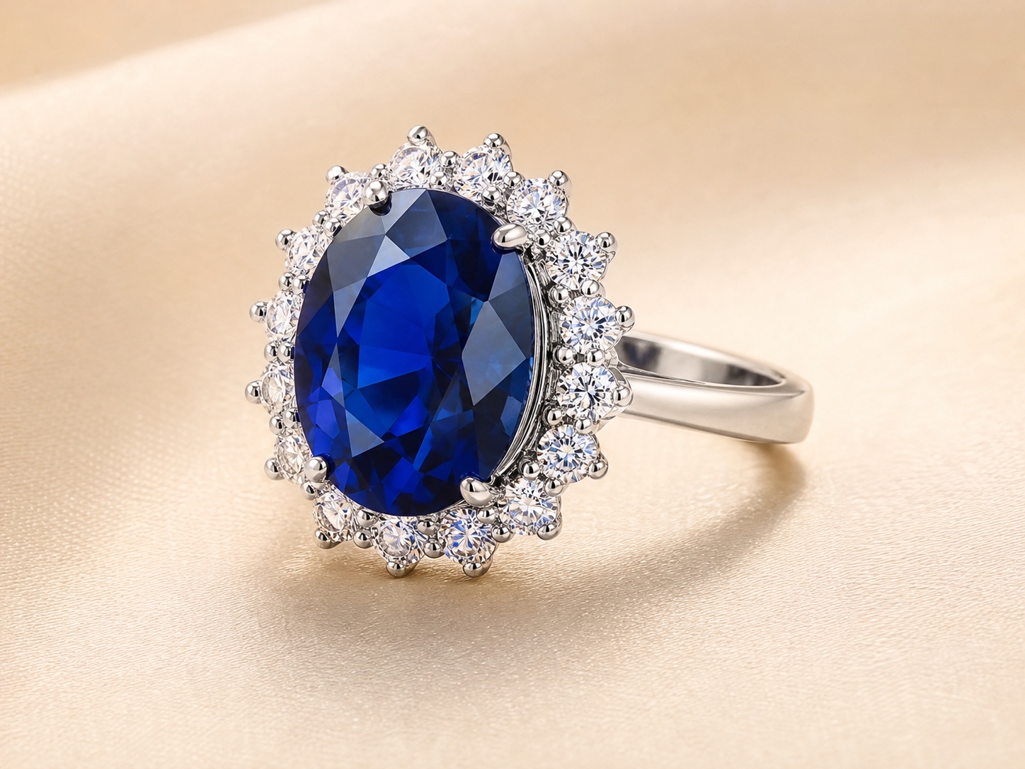 Sapphire Halo Cocktail Ring